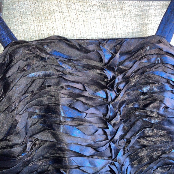 Unique Metallic shimmer Black and cobalt blue mini party dress - Picture 9 of 9